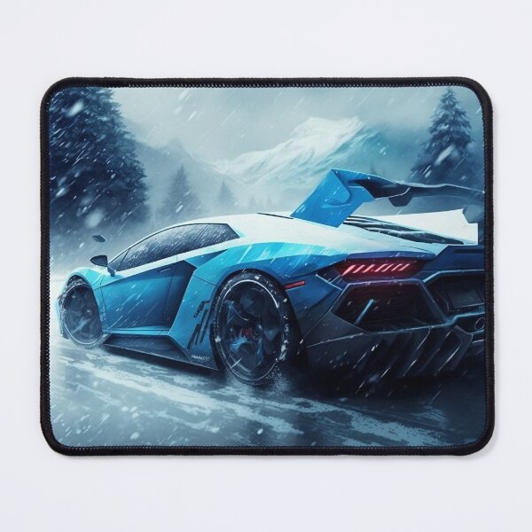 Item preview, Light Blue Supercar In Snowy Weather designed and sold by ByDigitalDream.