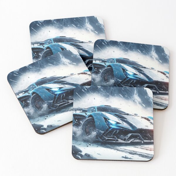 Item preview, Rapid Blue Supercar In Snowy Weather  designed and sold by ByDigitalDream.