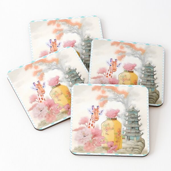 Item preview, Chinoiserie with pagoda and curious giraffe designed and sold by SophieClimaArt.