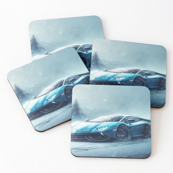 Item preview, Fast Blue Supercar In Snowy Weather  designed and sold by ByDigitalDream.