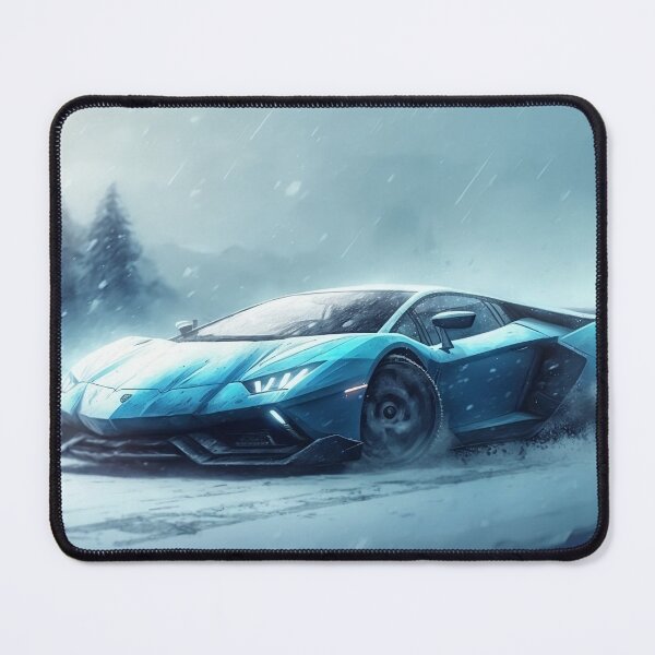 Item preview, Fast Blue Supercar In Snowy Weather designed and sold by ByDigitalDream.