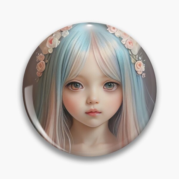 Item preview, Pastel Popsurrealism Big Eye Kitten Doll Portrait  designed and sold by Karianne Potter.