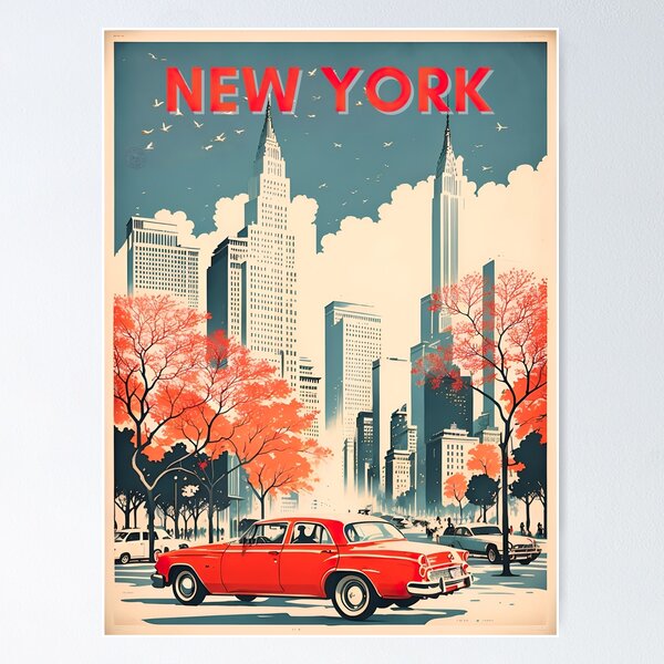 Item preview, Vintage New York Travel Poster designed and sold by RossoCorsa250.