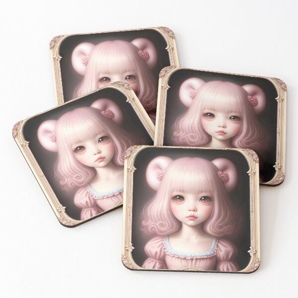 Aperçu de l'œuvre Pastel Popsurrealism Big Eye Bear Doll Portrait créée et vendue par Karianne Potter.
