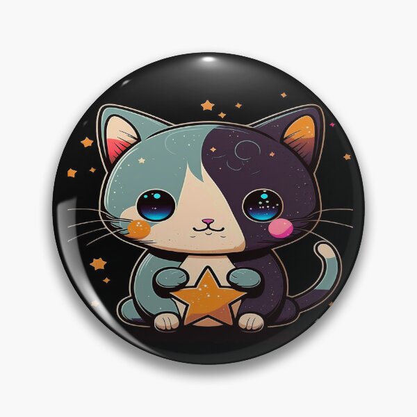 Aperçu de l'œuvre Chat Kawaii mignon tenant une étoile créée et vendue par CybRunner.