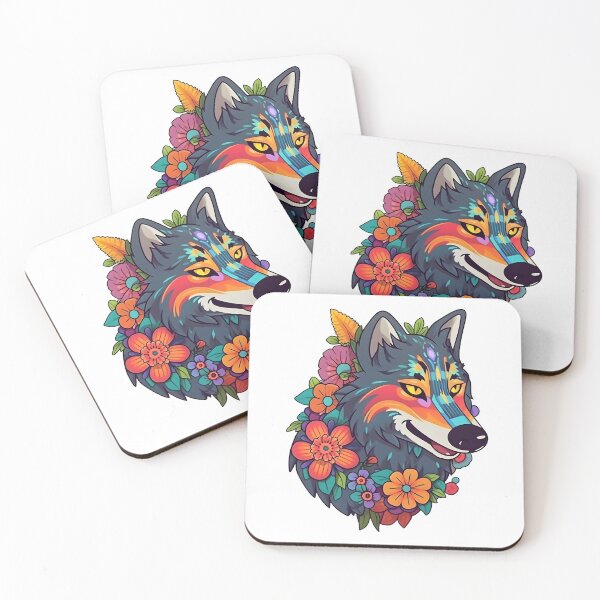 Item preview, Colorful Wolf With Flowers designed and sold by Zoondertt.