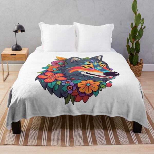Item preview, Colorful Wolf With Flowers designed and sold by Zoondertt.