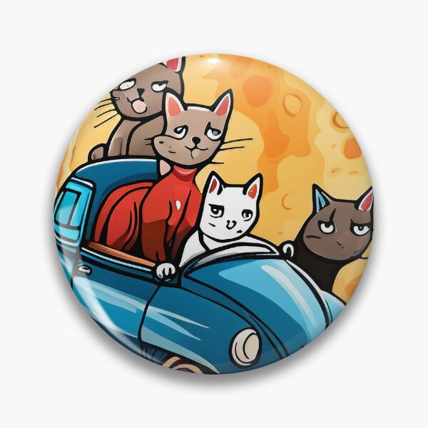 Artikelvorschau, Illustration of Cute Cats Driving a Car on the Moon Background entworfen und verkauft von LooperSDart.