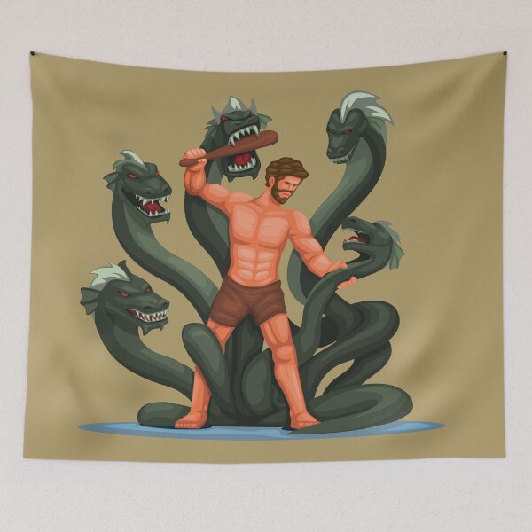 Item preview, Hercules vs Hydra figure character. Greek classical Mythology story designed and sold by aryoyo.