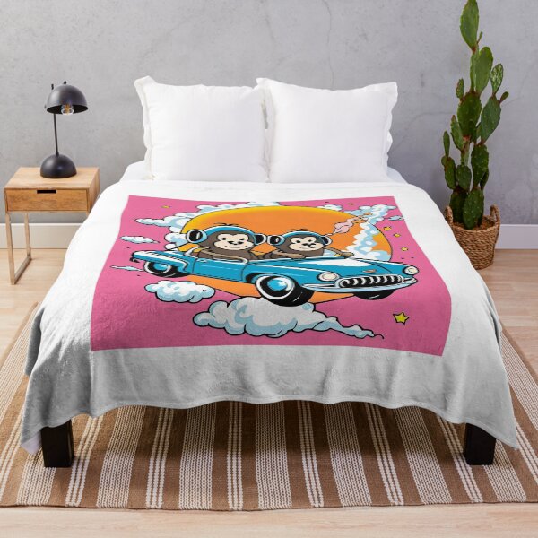 Item preview, funny cartoon monkeys driving an old convertible car - vector illustration. designed and sold by LooperSDart.