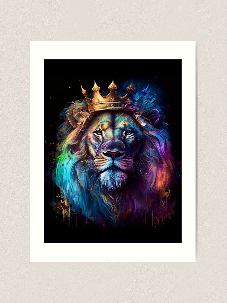 a Colorful Lion Wearing a Crown