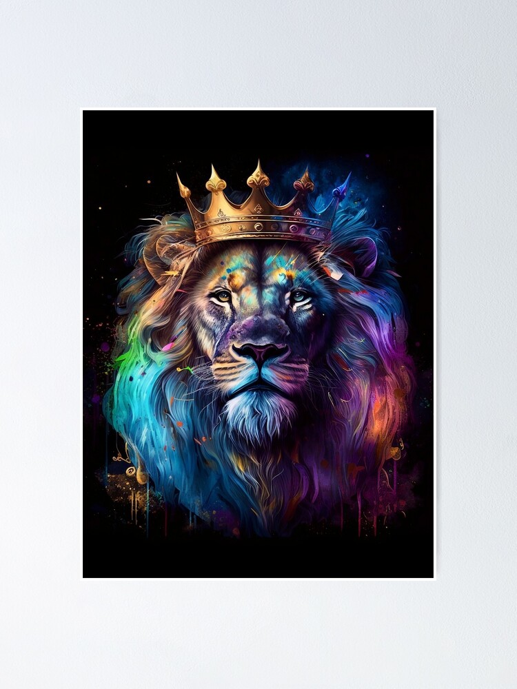 a Colorful Lion Wearing a Crown