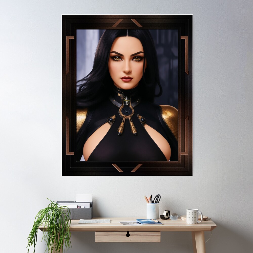 Rhytisha Kritorous The Enchantress AI Concept Art Portrait by Xzendor7 - An Epic Woman From A Chaotic Time 2 Rhytisha Kritorous The Enchantress Portrait AI Concept Art by Xzendor7 Wall Poster