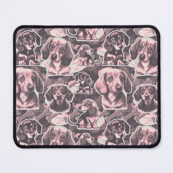 Artikelvorschau, Dachshund Sausage Dog fabric design, Dog Mom Gift, Pets, Kids gift, Ideal pet gift, Pink Pastel colours entworfen und verkauft von Andimoot.