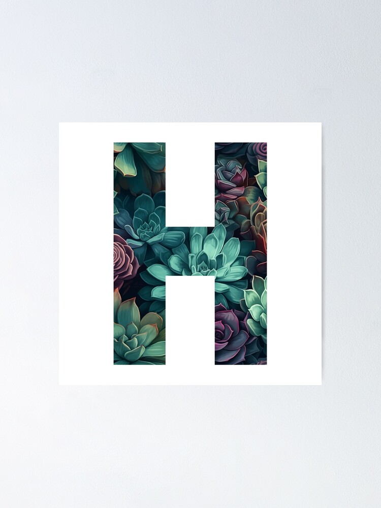 Imagen 1 de 3, Póster con la obra Elegant Succulent Pattern Letter H, diseñada y vendida por AdiRemba.
