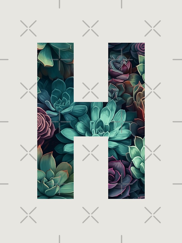 Thumbnail 6 von 6, Premium Oversized Pullover, Elegant Succulent Pattern Letter H designt und verkauft von AdiRemba.