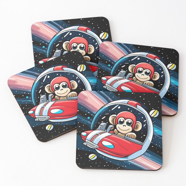 Item preview, Cute monkey driving a car in space. Vector illustration for children. designed and sold by LooperSDart.