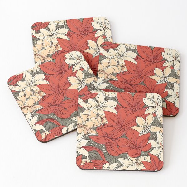 Item preview, Red Ginger and Plumeria Wedding Floral Cartoon - Minimal Handdrawn Design designed and sold by lolomastudio.