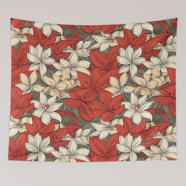 Item preview, Red Ginger and Plumeria Wedding Floral Cartoon - Minimal Handdrawn Design designed and sold by lolomastudio.