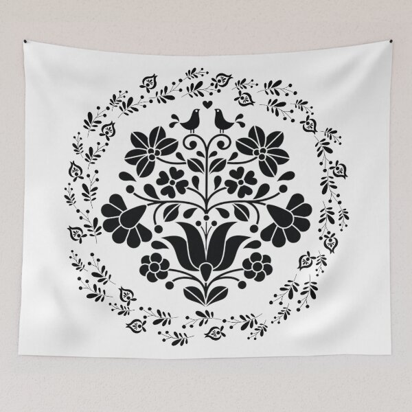 Item preview, Kalocsai folk art flowers in circle pattern designed and sold by Kormix.