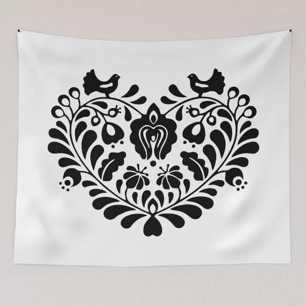 Item preview, Kalocsai folk art flowers in heart pattern designed and sold by Kormix.