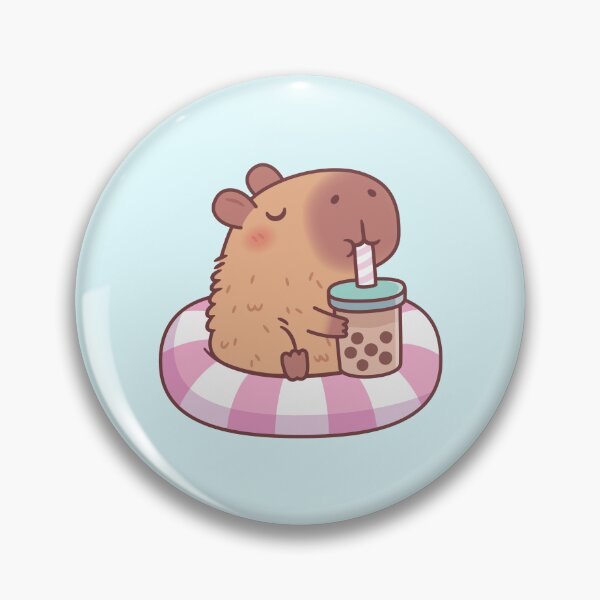 Item preview, Cute Capybara On Pool Float Drinking Bubble Tea  designed and sold by rustydoodle.
