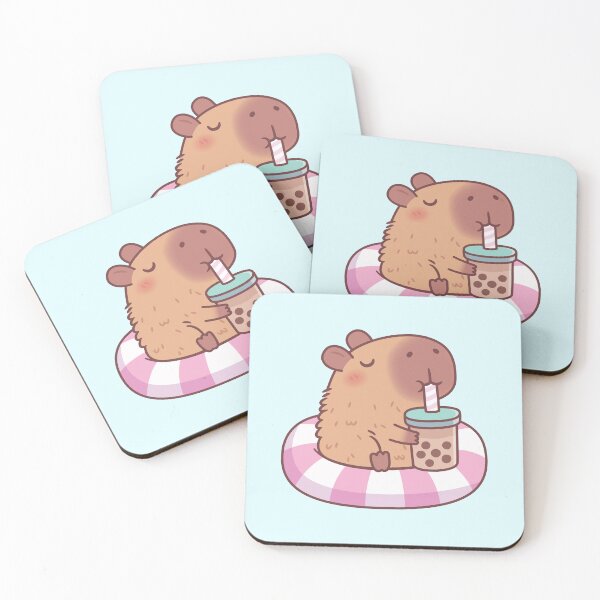 Item preview, Cute Capybara On Pool Float Drinking Bubble Tea  designed and sold by rustydoodle.