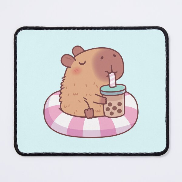Item preview, Cute Capybara On Pool Float Drinking Bubble Tea  designed and sold by rustydoodle.