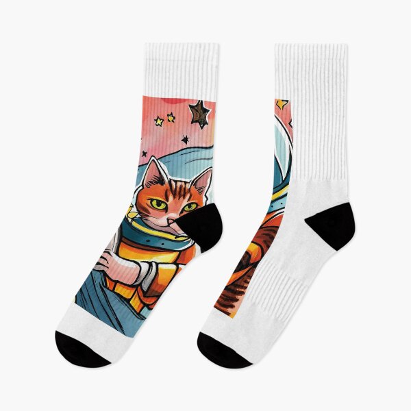 Artikelvorschau, Astronaut and cat in outer space. Vector cartoon illustration. entworfen und verkauft von LooperSDart.