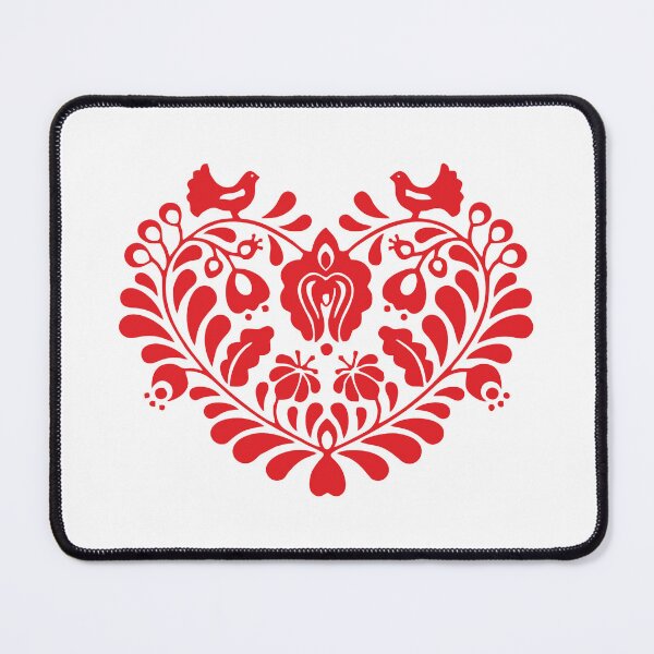 Item preview, Kalocsai folk art flowers in red heart pattern designed and sold by Kormix.