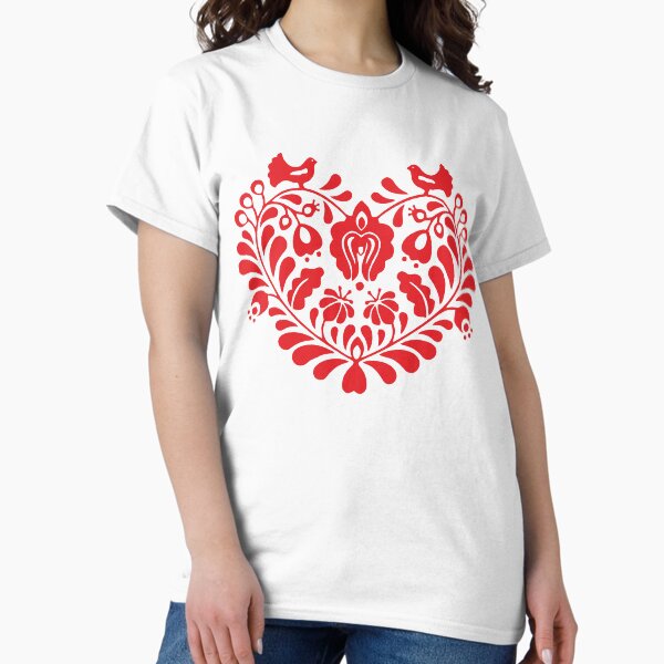 Item preview, Fleurs d'art populaire Kalocsai en motif coeur rouge designed and sold by Kormix.