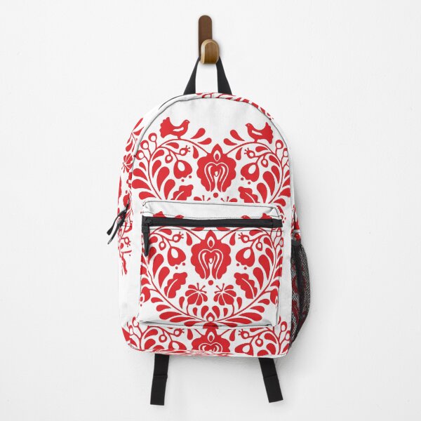 Item preview, Kalocsai folk art flowers in red heart pattern designed and sold by Kormix.