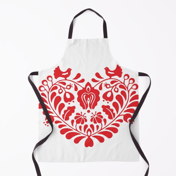 Item preview, Kalocsai folk art flowers in red heart pattern designed and sold by Kormix.