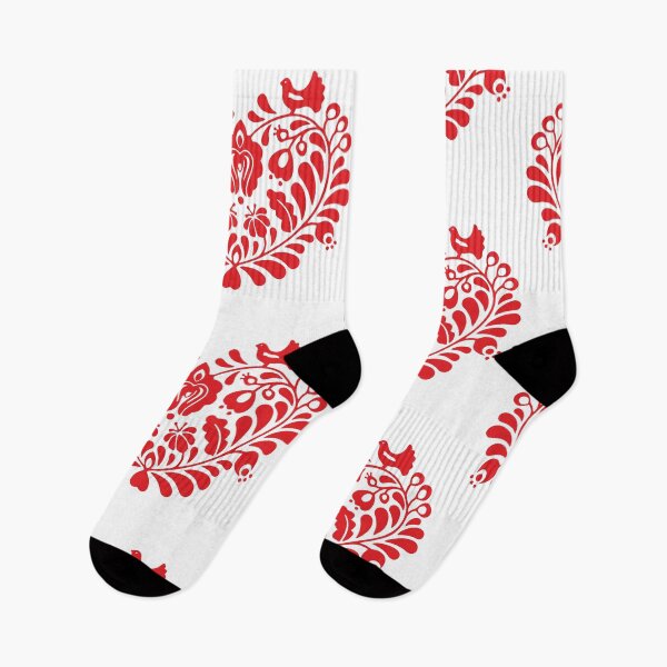Item preview, Kalocsai folk art flowers in red heart pattern designed and sold by Kormix.