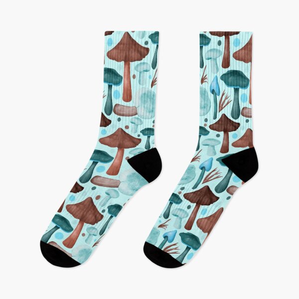 Item preview, Light Blue Mushroom Pattern - Floral Botanical Motif designed and sold by Katie Atkin.