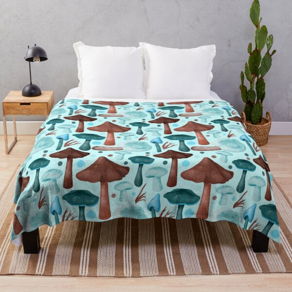 Item preview, Light Blue Mushroom Pattern - Floral Botanical Motif designed and sold by Katie Atkin.