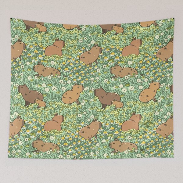 Item preview, Capybaras Meadow in Green and Yellow designed and sold by Miri-Noristudio.