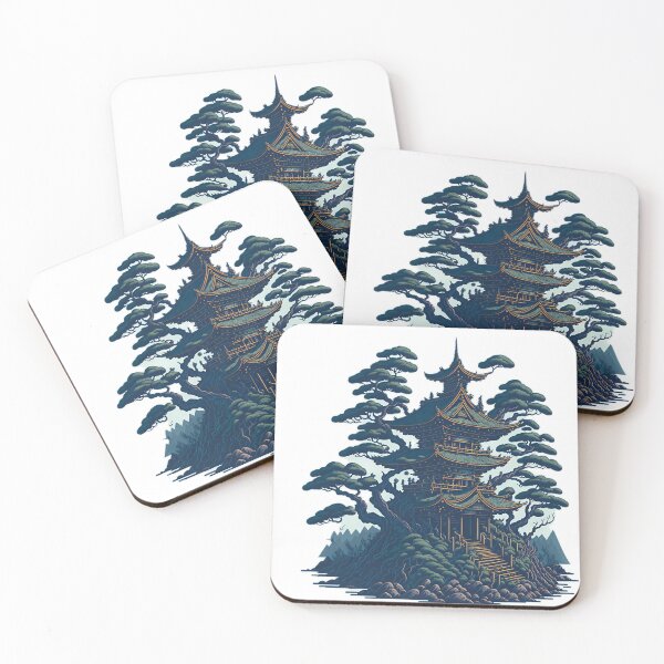 Item preview, Flat Design Retro Korean Shrine on a Misty Hill: Vector Illustration designed and sold by RedArtG09.