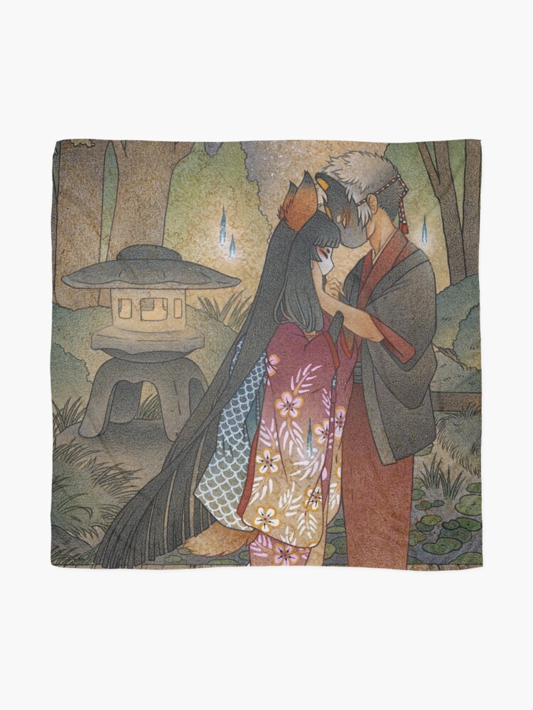 Alternate view of Okina and Shiro - Kitsune Fox Yokai Scarf