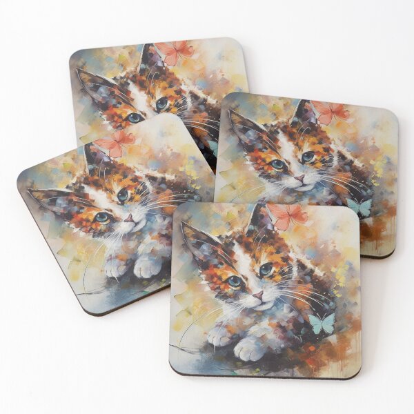 Item preview, Abstract Cute Kitten with Butterflies designed and sold by MPCFICTION.
