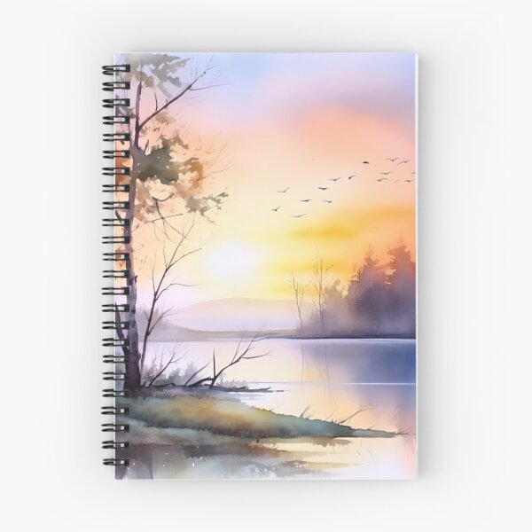Item preview, Watercolor Sunrise on a Lake Painting -1 designed and sold by AIArtShopPro.