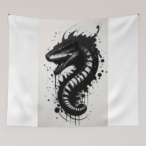 Item preview, Cyberpunk snake tattoo ink drawing #002 designed and sold by E1Dorado.