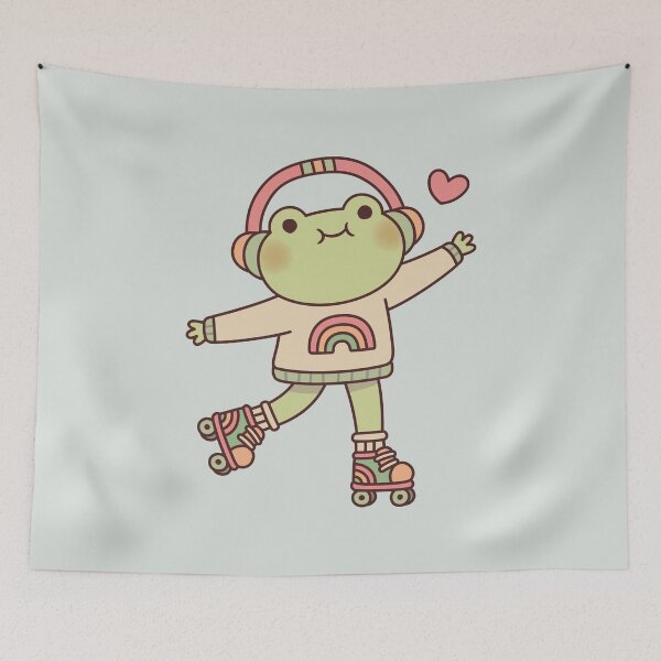 Item preview, Cute Frog With Headphones And Roller Skates designed and sold by rustydoodle.