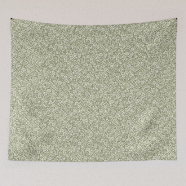 Item preview, Floral Vintage Wallpaper Pattern Green and Cream designed and sold by SunshineSales.