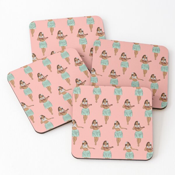 Item preview, hula girls retro - mint on pink designed and sold by littlearrow.
