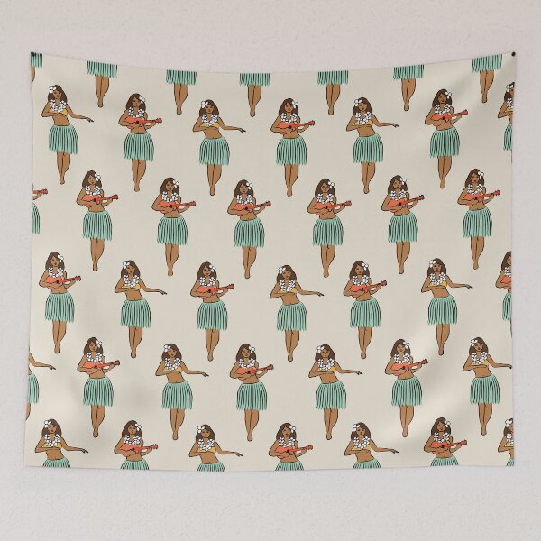 Item preview, hula girls retro - mint on cream designed and sold by littlearrow.