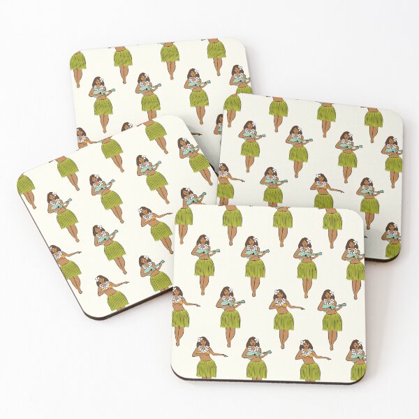 Item preview, hula girls retro - seagrass on off white designed and sold by littlearrow.