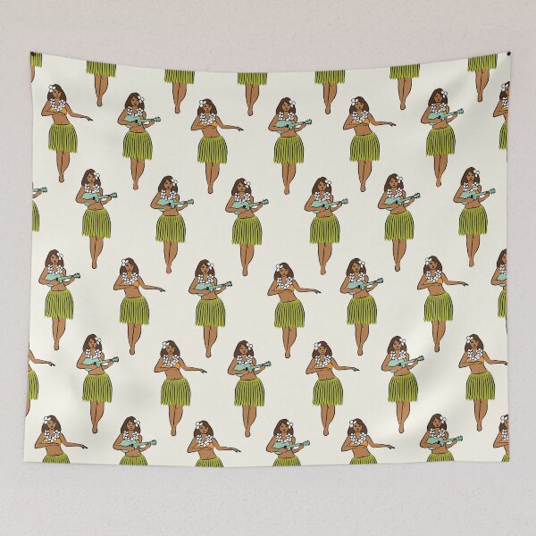 Item preview, hula girls retro - seagrass on off white designed and sold by littlearrow.