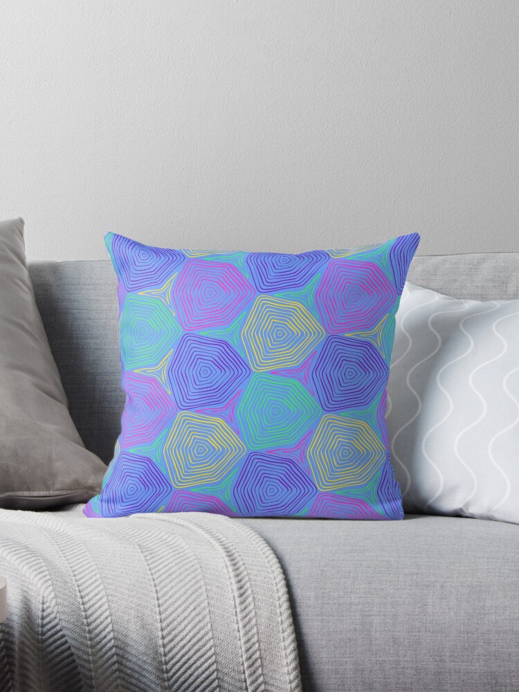 Thumbnail 1 von 4, Kissen, Schildkröten Bienenwaben Muster Neon Leuchtend designt und verkauft von sionia-art.