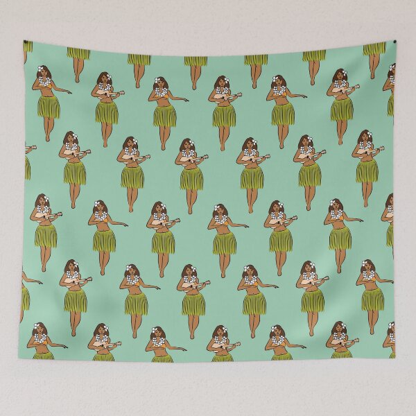 Item preview, hula girls retro - seagrass on mint designed and sold by littlearrow.